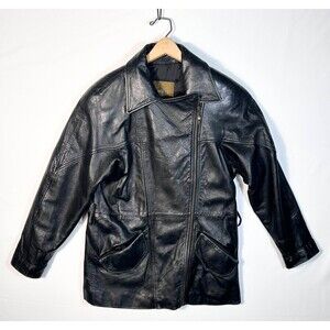 Express Black Genuine Leather Moto Jacket Women's XS Full Zip Pockets Lined